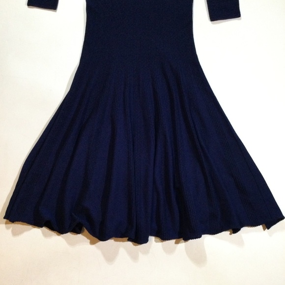 Emporio Armani Women's Size US Medium EU 42 Pleated Knit Career Dress Navy Blue - Picture 3 of 13